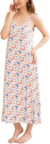 Women's Full Slip Bamboo Viscose Sleeveless Nightgown Midi Dress in Saudi Arabia