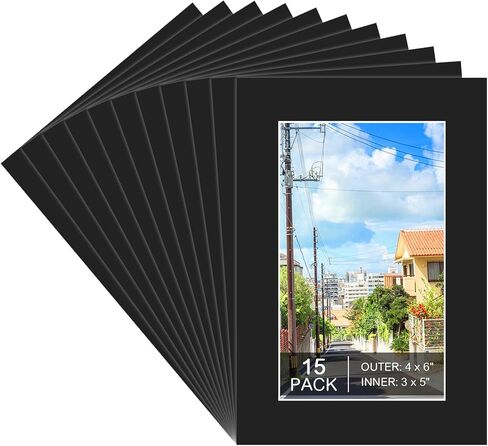15 Pack 12x16 Black Picture Mats, Frame Mattes for 9x12 Pictures Display Photo Frame Mat Core Bevel Cut Mat Board Show Kit for Photos, Prints, Artworks in Saudi Arabia
