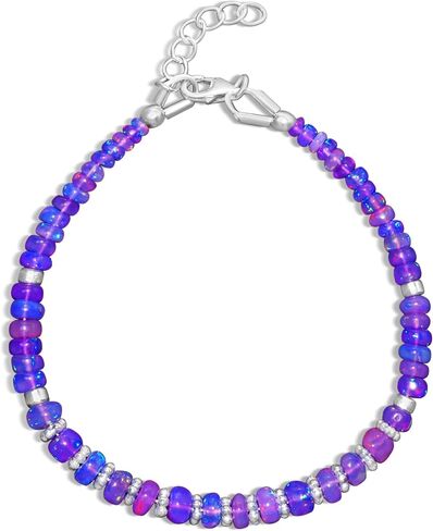 GOODSTONE JEWELS Beaded Bracelet for Women in 18K Gold Plated 925 Sterling Silver Natural Opal, Emerald, Ruby & Moonstone Jewelry Gift for Her Wedding|Anniversary|Engagement (Size - 6-8 Inches) in Kuwait