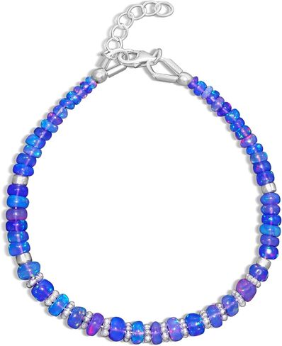 GOODSTONE JEWELS Beaded Bracelet for Women in 18K Gold Plated 925 Sterling Silver Natural Opal, Emerald, Ruby & Moonstone Jewelry Gift for Her Wedding|Anniversary|Engagement (Size - 6-8 Inches) in Kuwait