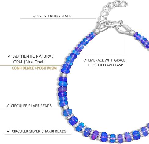 GOODSTONE JEWELS Beaded Bracelet for Women in 18K Gold Plated 925 Sterling Silver Natural Opal, Emerald, Ruby & Moonstone Jewelry Gift for Her Wedding|Anniversary|Engagement (Size - 6-8 Inches) in Kuwait