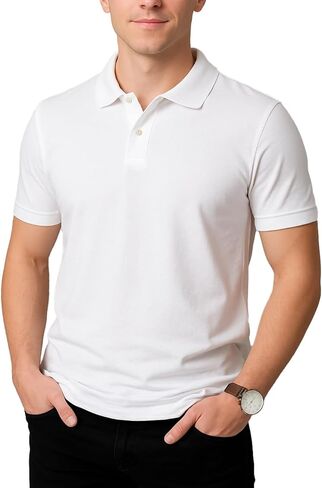 Mens Cotton Polo Shirts Pack,S-3XL Short Sleeve Casual Shirts Classic Collared Moisture Wicking Golf Shirts in Kuwait