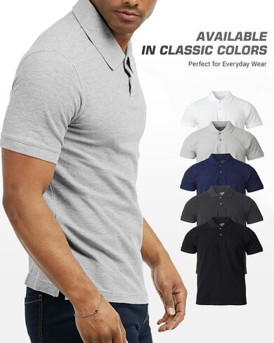 Mens Cotton Polo Shirts Pack,S-3XL Short Sleeve Casual Shirts Classic Collared Moisture Wicking Golf Shirts in Kuwait