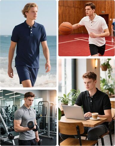 Mens Cotton Polo Shirts Pack,S-3XL Short Sleeve Casual Shirts Classic Collared Moisture Wicking Golf Shirts in Kuwait