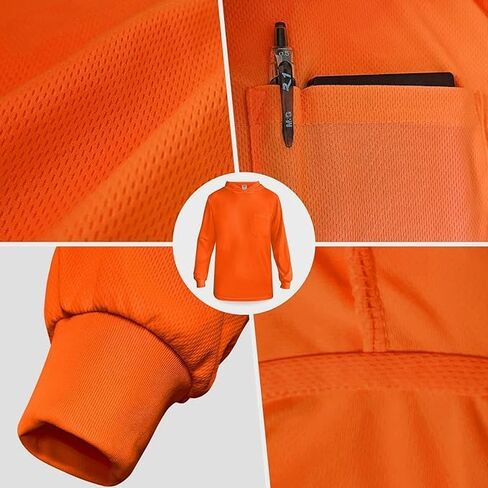 L&M® Hi Vis T Shirt Safety Lime Orange Long Sleeve HIGH Visibility with Hood in Saudi Arabia