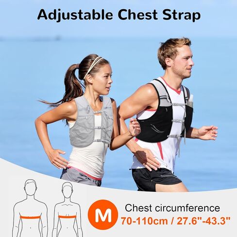 Hydration Running Vest with 2pcs 500ml/17oz Water Bottles, M/L in Kuwait