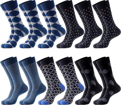 12 Pack Dress Socks for Men- Fancy Argyle and Classic Pattern Dress Socks in Kuwait