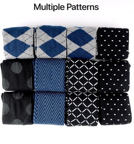 12 Pack Dress Socks for Men- Fancy Argyle and Classic Pattern Dress Socks in Kuwait