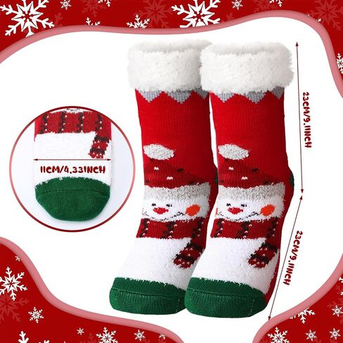 4 Packs Christmas Fluffy Slipper Socks Sherpa Thermal Socks with Grippers Non Slip Fuzzy Slipper Socks Christmas Winter Socks Gift for Women Men in Kuwait