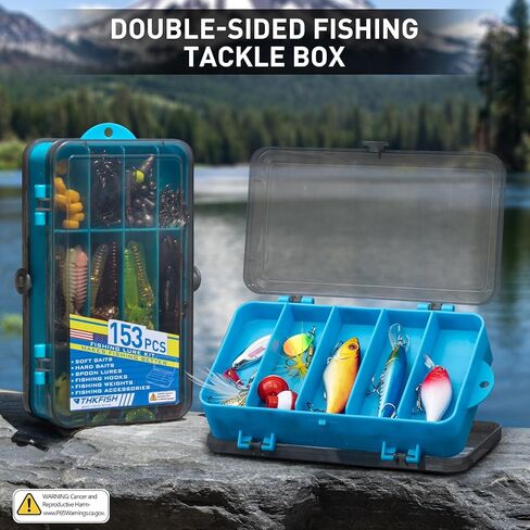 طقم Thkfish Fishing Fishing ، طقم معدات صيد الجهير لصندوق معالجة المياه العذبة مع معالجة شملت الطعوم Topwater ، Swimbaits ، Frog ، in Kuwait