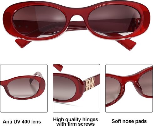 نظارة شمسية AICase Ozzy Merch Retro بيضاوية للنساء والرجال، نظارات شمسية صغيرة في التسعينيات، نظارات شمسية عصرية دائرية، تصميم Miu، حماية من الأشعة فوق البنفسجية 400 in Saudi Arabia