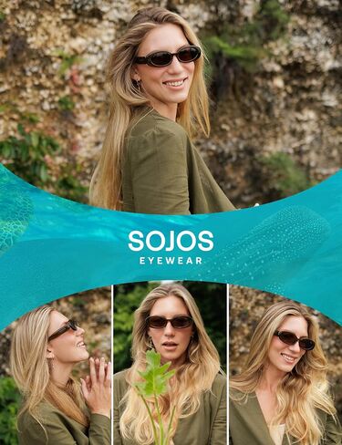 SOJOS Ocean Collection Retro Oval Polarized Sunglasses for Women Men Vintage Recycled Plastic Frame Eco-Friendly, Sunlight in Saudi Arabia