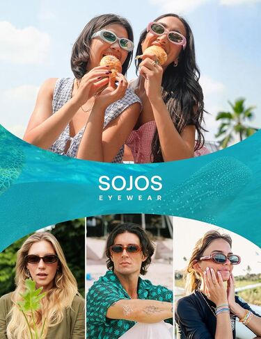 SOJOS Ocean Collection Retro Oval Polarized Sunglasses for Women Men Vintage Recycled Plastic Frame Eco-Friendly, Sunlight in Saudi Arabia