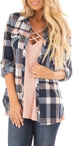 NUOREEL Women Corduroy Shirts Casual Long Sleeve Button Down Blouses Top in Kuwait