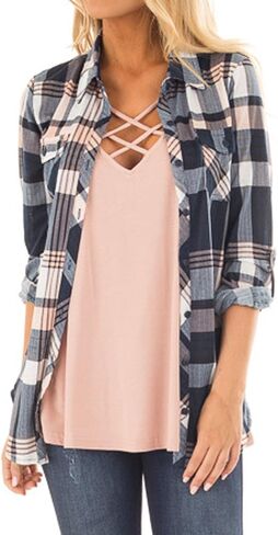 NUOREEL Women Corduroy Shirts Casual Long Sleeve Button Down Blouses Top in Kuwait