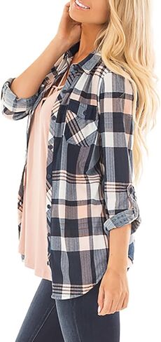 NUOREEL Women Corduroy Shirts Casual Long Sleeve Button Down Blouses Top in Kuwait