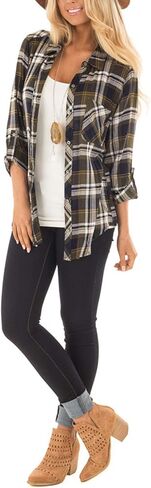 NUOREEL Women Corduroy Shirts Casual Long Sleeve Button Down Blouses Top in Kuwait