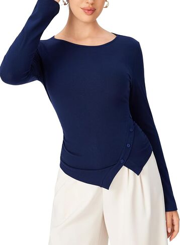 CIDER Womens Long Sleeve Top Bell Sleeve Button Detail Cute Shirt in Saudi Arabia