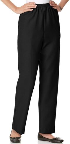 Alfred Dunner Petites' Pull-on Flat-Front Pants Black 16P Medium in Saudi Arabia