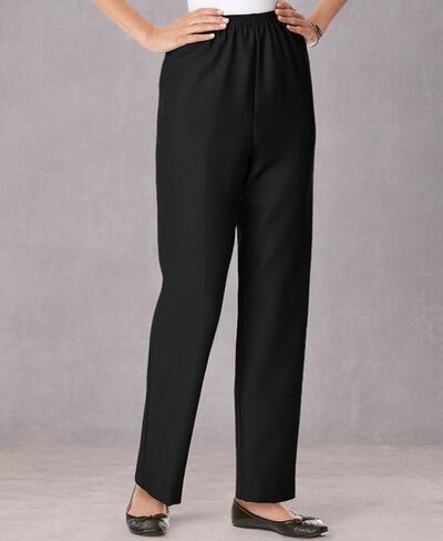 Alfred Dunner Petites' Pull-on Flat-Front Pants Black 16P Medium in Saudi Arabia