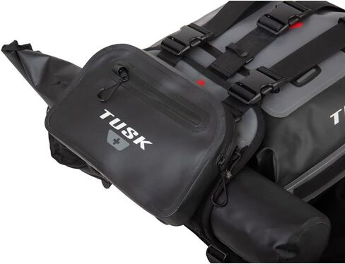 TUSK Highland X2 Rackless Motorcycle Luggage System, 25L Saddle Bags with Small Dry Duffel and Large Bottle Holders, Standard Heat Shield, Black/Grey, Compatible with Honda CRF300L 2021-2024 in Saudi Arabia