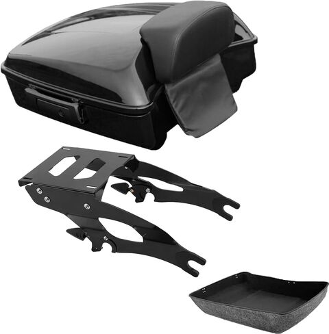 TCMT King Motorcycle Trunk Box Backrest Luggage Rack Fit for Indian 2014-2025 Chieftain Springfield Challenger Limited Roadmaster Dark Horse Black Latches Pack in Saudi Arabia