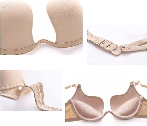 Bras for Women Sexy Push Up Cleavage Plunge Bra Deep U Multiway Convertible Low Back Bra with Clear Strap in Saudi Arabia