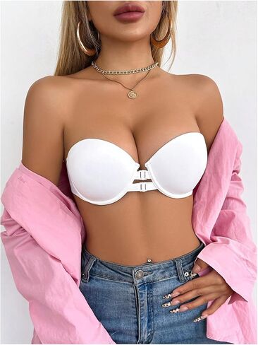 حمالة صدر نسائية من SweatyRocks بدون حمالات وإغلاق أمامي ومبطنة بسلك سفلي in Kuwait
