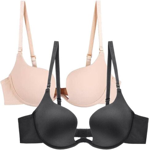 Bras for Women Sexy Push Up Cleavage Plunge Bra Deep U Multiway Convertible Low Back Bra with Clear Strap in Saudi Arabia