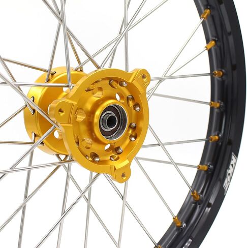 KKE 17/14 Kids Racing Motorcycle Wheels Rims Set Compatible with SUZUKI RM80 1993-2001 RM85 2002-2022 Gold Nipple in Saudi Arabia