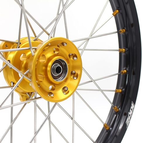 KKE 17/14 Kids Racing Motorcycle Wheels Rims Set Compatible with SUZUKI RM80 1993-2001 RM85 2002-2022 Gold Nipple in Saudi Arabia