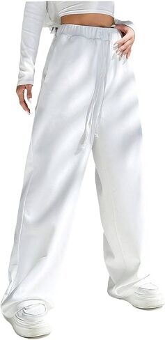 SHENHE Women's Wide Leg Sweatpants Open Bottom Drawstring Lounge Casual Athletic Sweat Pants in Saudi Arabia