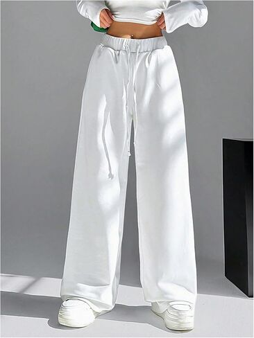 SHENHE Women's Wide Leg Sweatpants Open Bottom Drawstring Lounge Casual Athletic Sweat Pants in Saudi Arabia