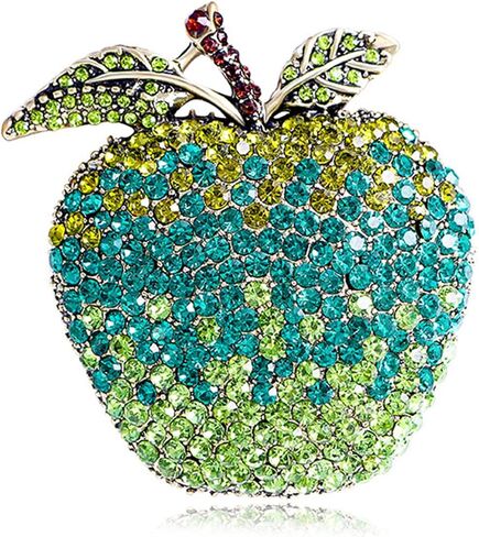 WCRAZYE Rhinestone Apple Brooch Pin for Women Girls Fashion Large Crystal Fruit Christmas Eve School Graduation Statement Brooches Lapel Pins Cute Dress Accessories Xmas Festival Ornament Jewelry Gift Daughter Teacher Student in Saudi Arabia