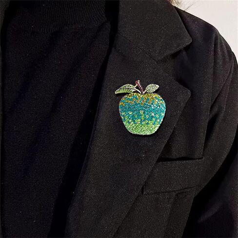 WCRAZYE Rhinestone Apple Brooch Pin for Women Girls Fashion Large Crystal Fruit Christmas Eve School Graduation Statement Brooches Lapel Pins Cute Dress Accessories Xmas Festival Ornament Jewelry Gift Daughter Teacher Student in Saudi Arabia