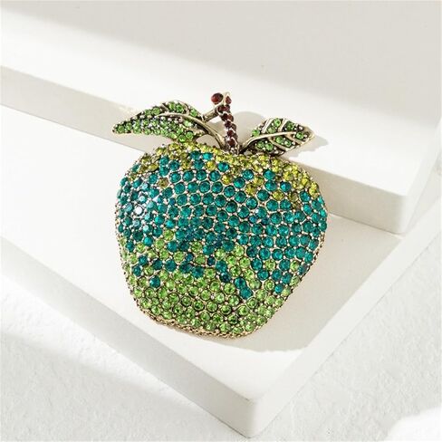 WCRAZYE Rhinestone Apple Brooch Pin for Women Girls Fashion Large Crystal Fruit Christmas Eve School Graduation Statement Brooches Lapel Pins Cute Dress Accessories Xmas Festival Ornament Jewelry Gift Daughter Teacher Student in Saudi Arabia