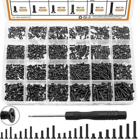 mankk 360PCS Laptop Screws 12 Sizes M2 M2.5 M3 Replacement Computer Tiny Screws Motherboard Screws with Screwdriver for Laptop PC Repair & DIY M-155-360PCS in Kuwait