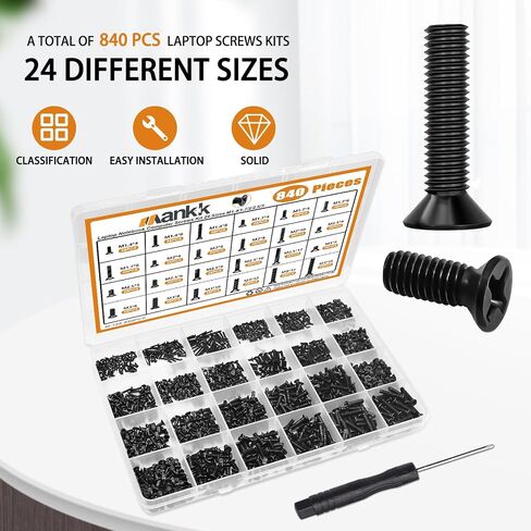 mankk 360PCS Laptop Screws 12 Sizes M2 M2.5 M3 Replacement Computer Tiny Screws Motherboard Screws with Screwdriver for Laptop PC Repair & DIY M-155-360PCS in Kuwait