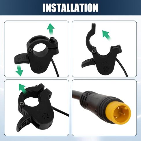PSLER E-Bike Throttle 3 Pin - 300X Thumb Throttle Compatible with 7/8inch 22mm Handlebars 12v 24v 36v 48v 60v 72v Electric Bicycle Scooter 3 Pin Waterproof Plug in Saudi Arabia