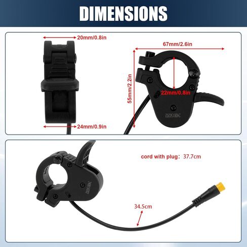 PSLER E-Bike Throttle 3 Pin - 300X Thumb Throttle Compatible with 7/8inch 22mm Handlebars 12v 24v 36v 48v 60v 72v Electric Bicycle Scooter 3 Pin Waterproof Plug in Saudi Arabia