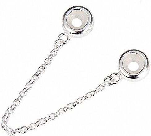 .925 Sterling Silver Stopper Safety Chain Bead Charm for European Charm Bracelets (Silver) in Saudi Arabia