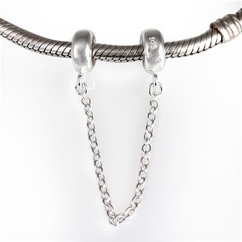 .925 Sterling Silver Stopper Safety Chain Bead Charm for European Charm Bracelets (Silver) in Saudi Arabia