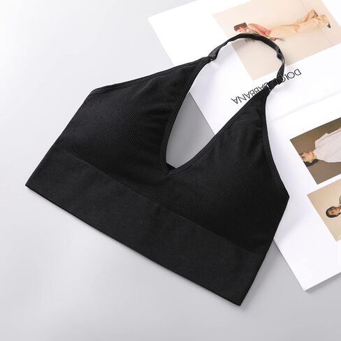 حمالة صدر نسائية ذات رسن علوي لليوجا حمالة صدر بدون أكمام للتمرين حمالات صدر رياضية برقبة على شكل حرف V مع حزام قابل للتعديل مبطن بدون خياطة in Kuwait