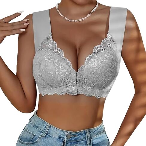 Front Closure Bras for Women No Underwire Push Up Lace Bra Deep V Bralette Wireless T-Shirt Bra U Back in Saudi Arabia