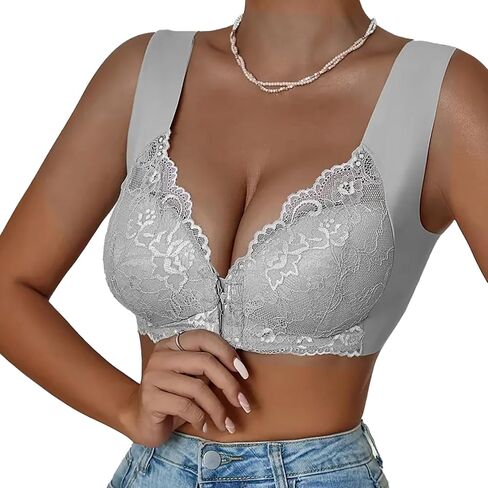 Front Closure Bras for Women No Underwire Push Up Lace Bra Deep V Bralette Wireless T-Shirt Bra U Back in Saudi Arabia
