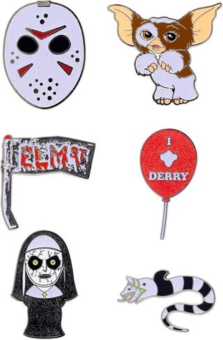Warner Bros. Horror Movies Mystery Enamel Pin Blind Box Series, Gizmo, Sandworm, IT's Balloon, Jason's Hockey Mask, A Nightmare on Elm Street Sign, or The Nun in Saudi Arabia
