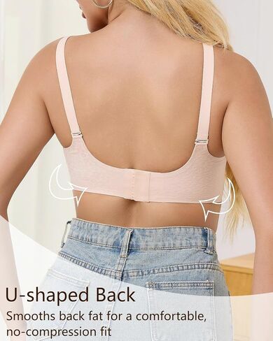 Wireless Seamless T-Shirt Bra for Women –Full Coverage Comfort Bralette, Padded Push Up Everyday Bra, Jacquard Fabric in Saudi Arabia