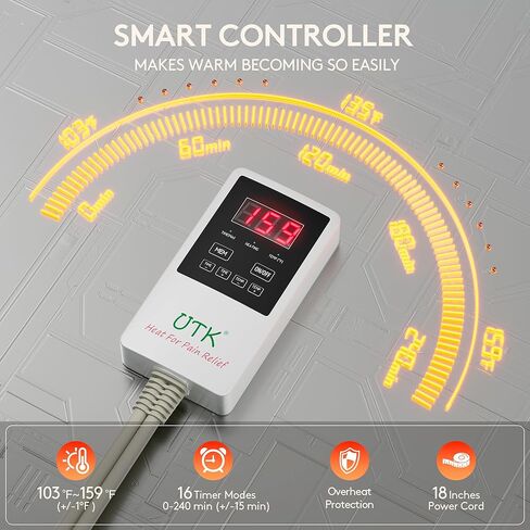 منصات التدفئة بالأشعة تحت الحمراء utk للظهر، وسادة التدفئة بالأشعة تحت الحمراء البعيدة لتخفيف الآلام، منصات التدفئة الكهربائية مع 126 حجر اليشم الطبيعي، تسخين سريع، حجم متوسط: 21 × 31 بوصة in Kuwait