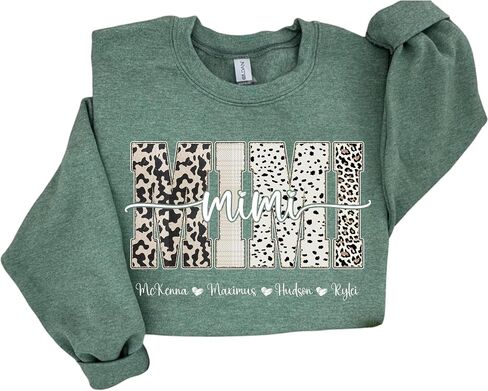 NAZENTI Personalized Mama Sweatshirt with Kids Name, Custom Women Sweatshirt, Christmas For Mom Grandma in Saudi Arabia