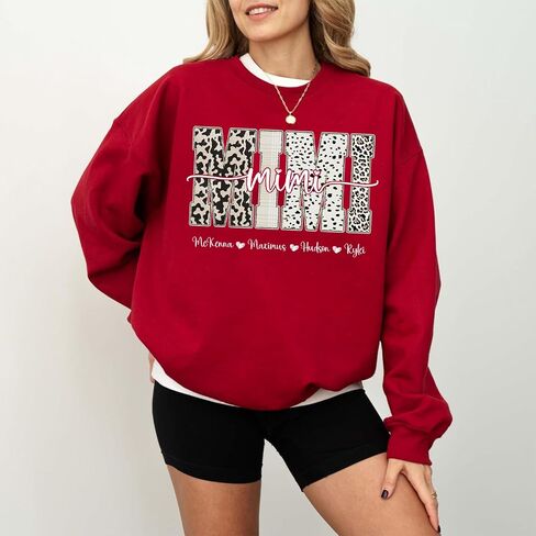 NAZENTI Personalized Mama Sweatshirt with Kids Name, Custom Women Sweatshirt, Christmas For Mom Grandma in Saudi Arabia